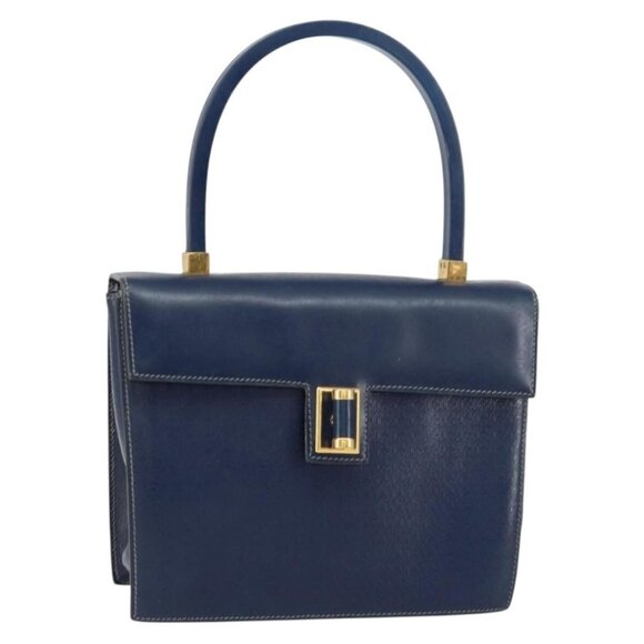 Gucci Handbags - GUCCI Hand Bag Leather Navy Gold 000 46 0096 Auth ep11875